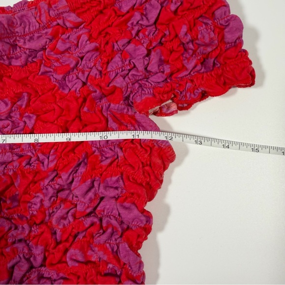 Free People Red and Purple Textured Crop Top Size S/P - Picture 6 of 8